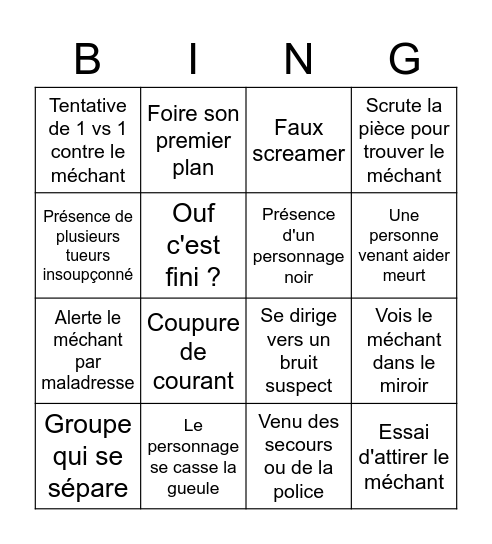 Binghorreur Bingo Card