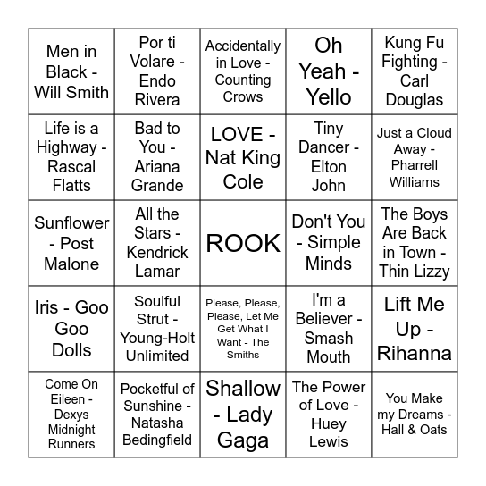 Music Bingo Card
