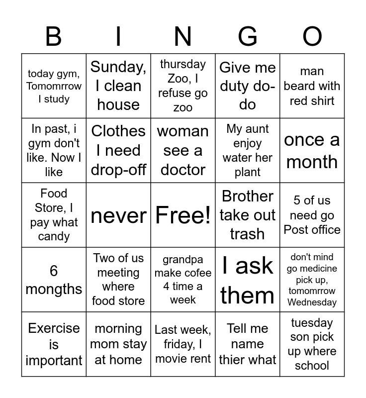 Unit 5 Review Bingo Card