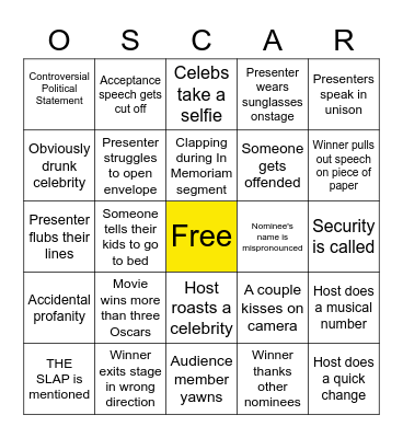 Dacha Oscars Bingo Card