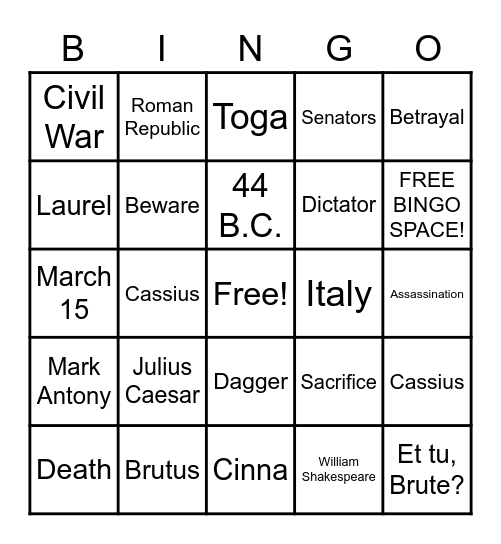 ides of march Bingo Card