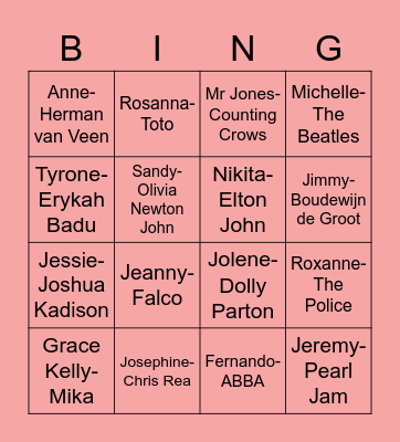 What’s in a name? Bingo Card