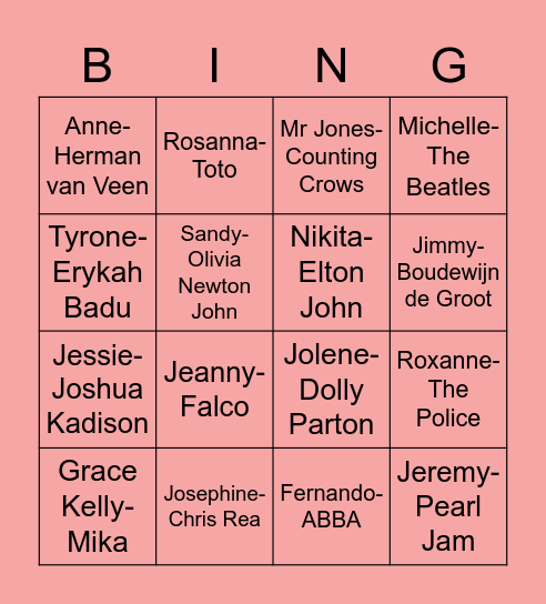 What’s in a name? Bingo Card