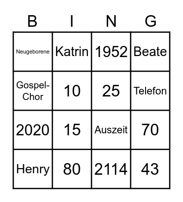 Unsere Kirchengemeinde 2022 Bingo Card