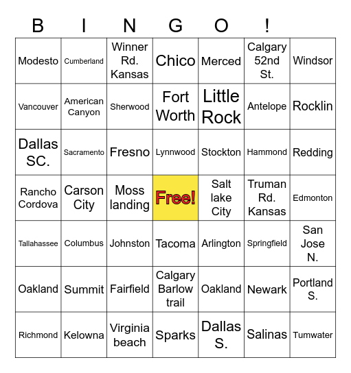 Pick-N-Pull Bingo Card