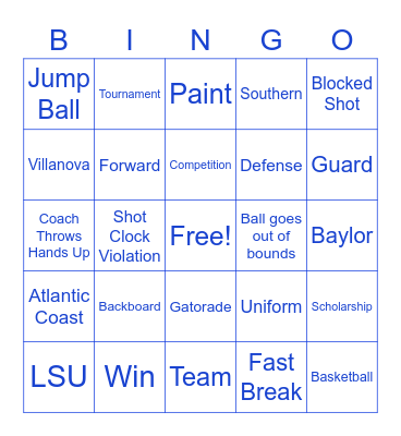 March Madness Bingo Card