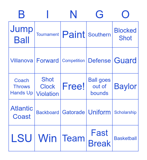 March Madness Bingo Card