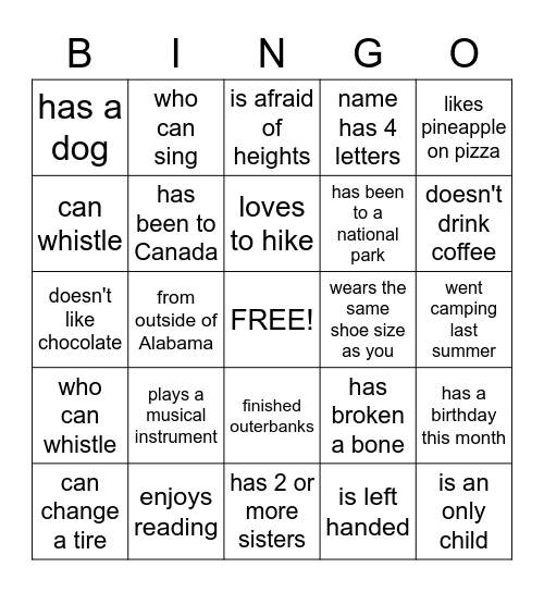 Get to Know CO Bingo Card