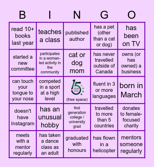 International Women's Day: "What's the story?" Bingo Card