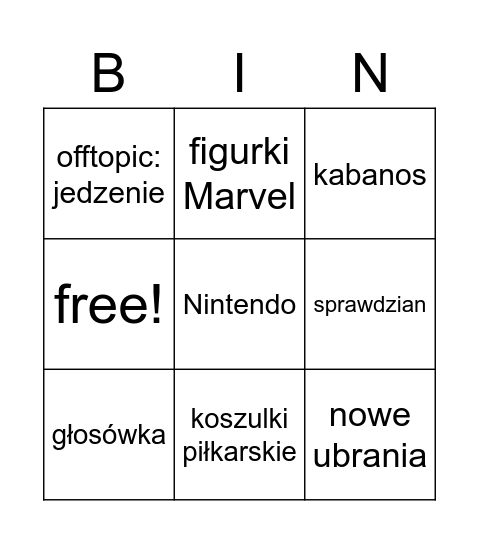 malarka Bingo Card