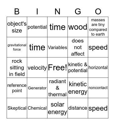 6th Grade Midterm # 1 Bingo Card