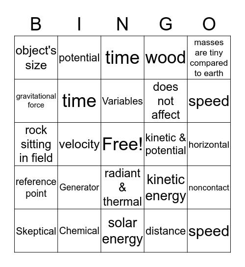 6th Grade Midterm # 1 Bingo Card