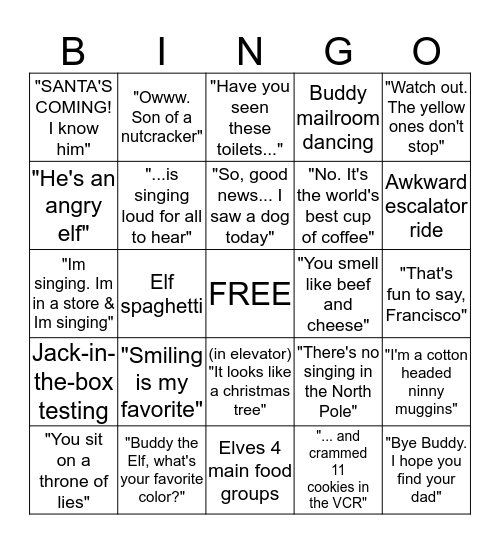 ELF Bingo Card