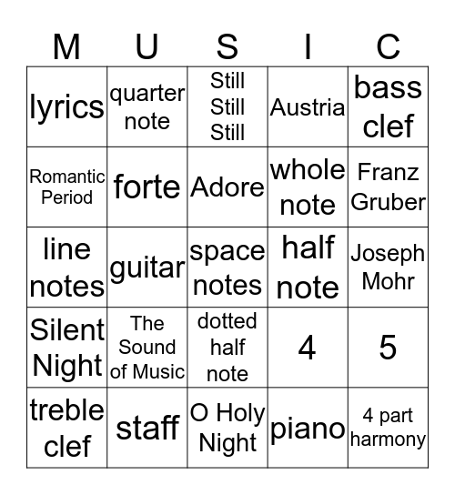 ADORE Bingo Card