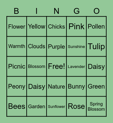 Spring Bingo Card