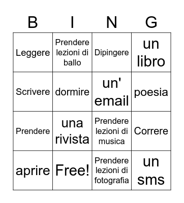 I Passatempi/ Gli Sport Bingo Card