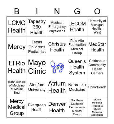 JOY IN MEDICINE Bingo Card