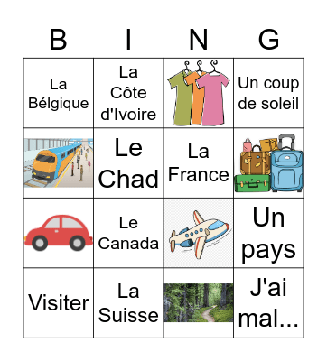 Les Voyages Bingo Card