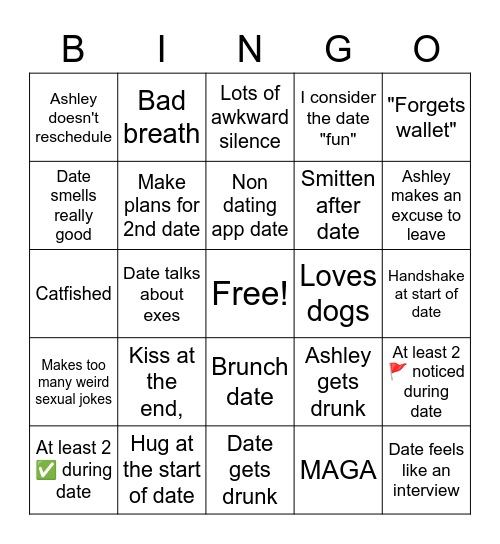 My dating life is a joke Bingo Card
