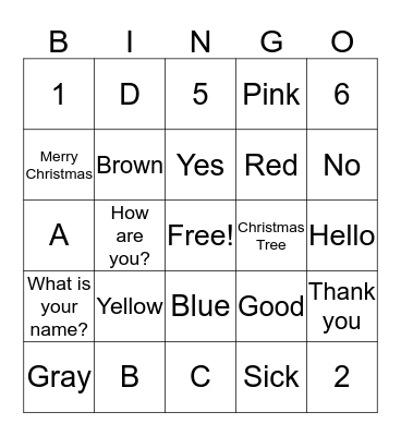 American Sign Language Signs Bingo Card