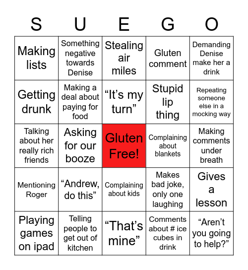 SUEGO Bingo Card