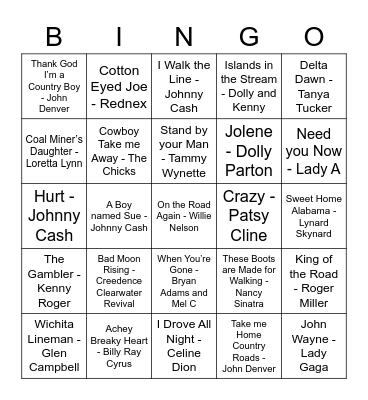 Yeehaw Bingo Card