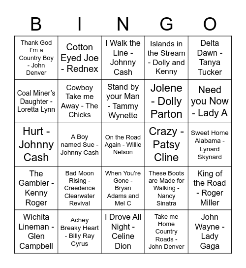 Yeehaw Bingo Card