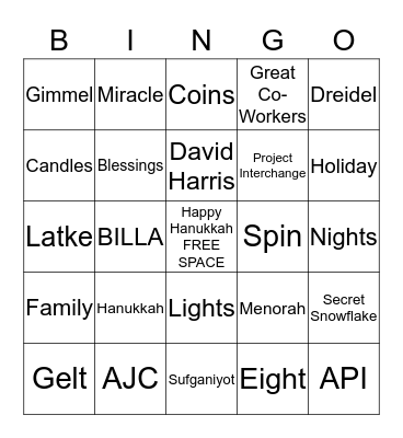 AJC Hanukkah Bingo Card
