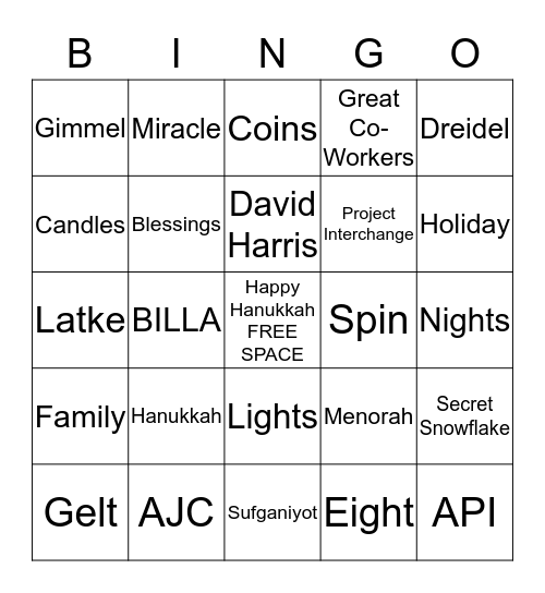 AJC Hanukkah Bingo Card