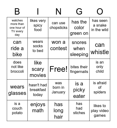 Find Someone Who Bingo Card