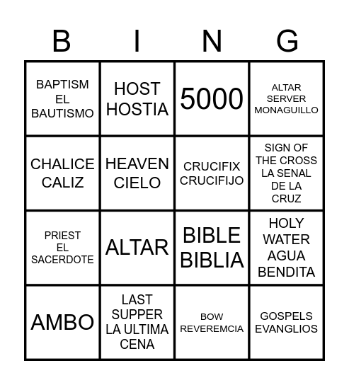 FS2 EUCHARISTIC WORKSHOP 2023 Bingo Card