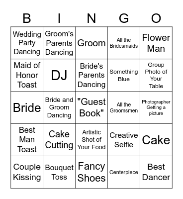 Wedding Bingo! Bingo Card