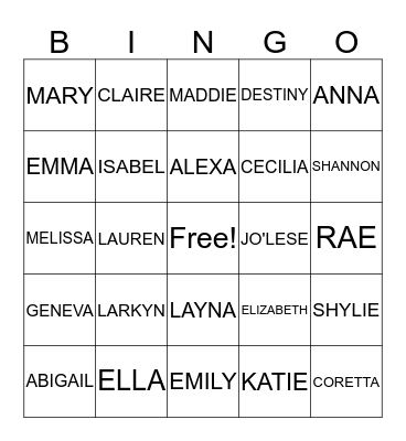 AHG FRIENDS Bingo Card