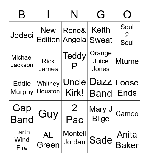 RNB BINGO Card