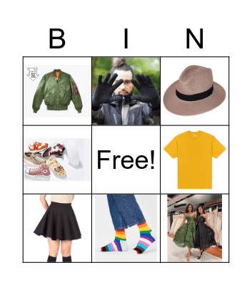 Clothes Bingo Card