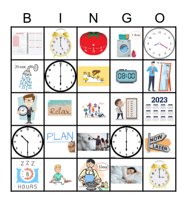 Time Management Bingo Card
