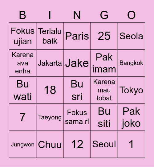 lessofTaeyong Bingo Card