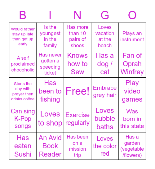 Women's Day Bingo Card