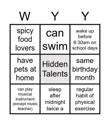 My Unique Teammate Bingo Card