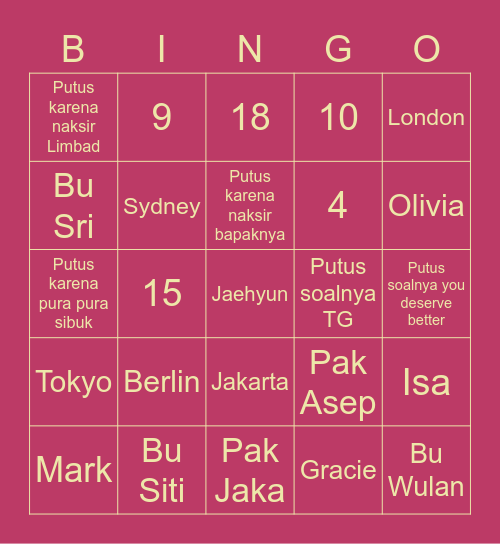 Bingo Gracie  (´｡• ◡ •｡`) ♡ Bingo Card