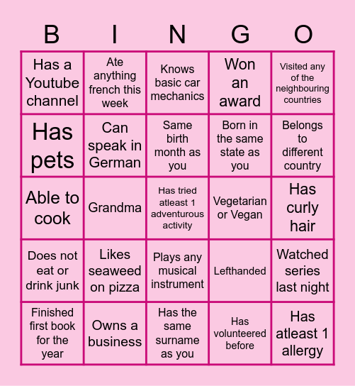 IWD Bingo Game Bingo Card