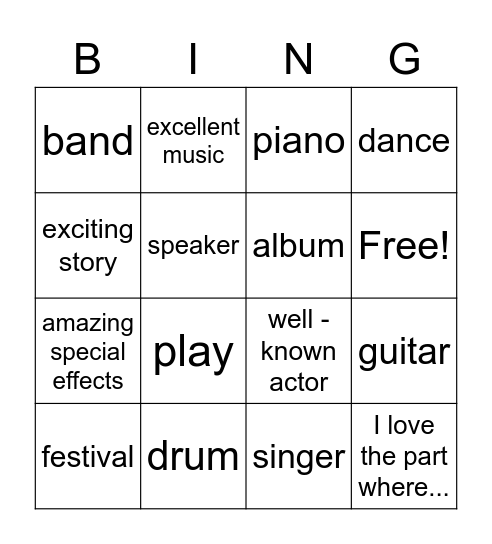 Unit 8.2 Cool sounds Bingo Card