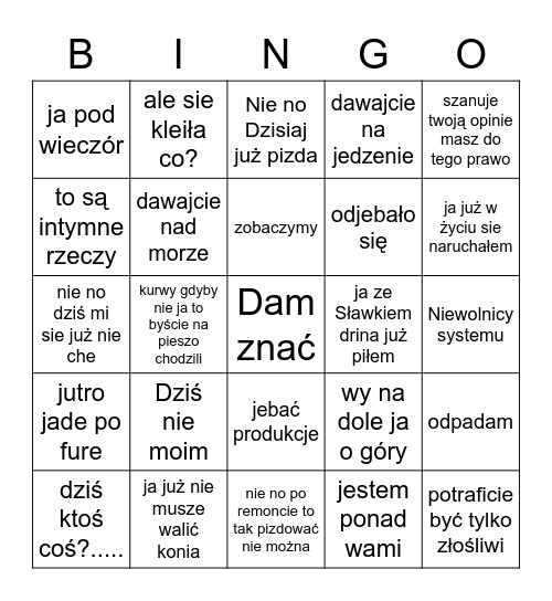 Oska Bingo Card