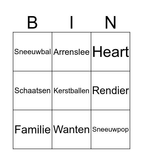 Kerst Bingo Card