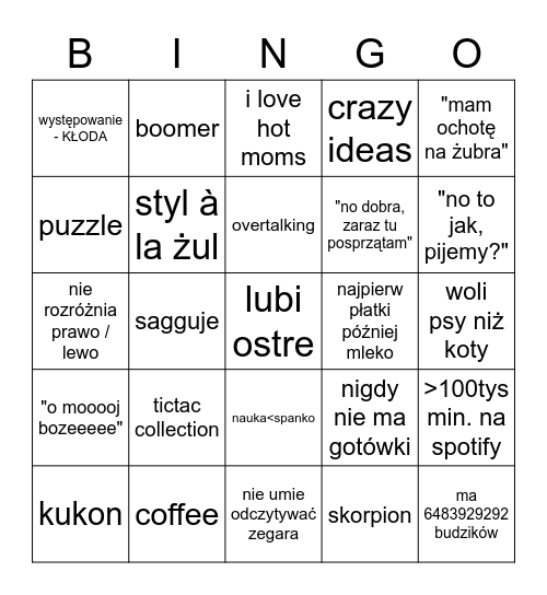 bingo olczix Bingo Card