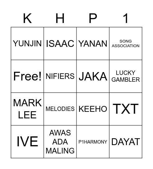 PUNYA KEEHO Bingo Card