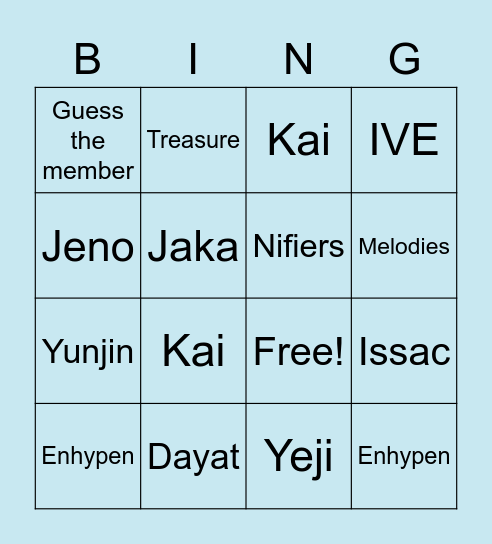 YUJINtune Bingo Card
