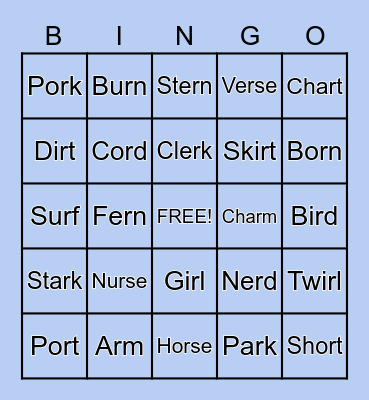 Bossy R Bingo Card