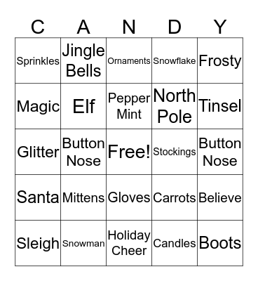 Holiday Bingo Card