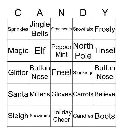 Holiday Bingo Card